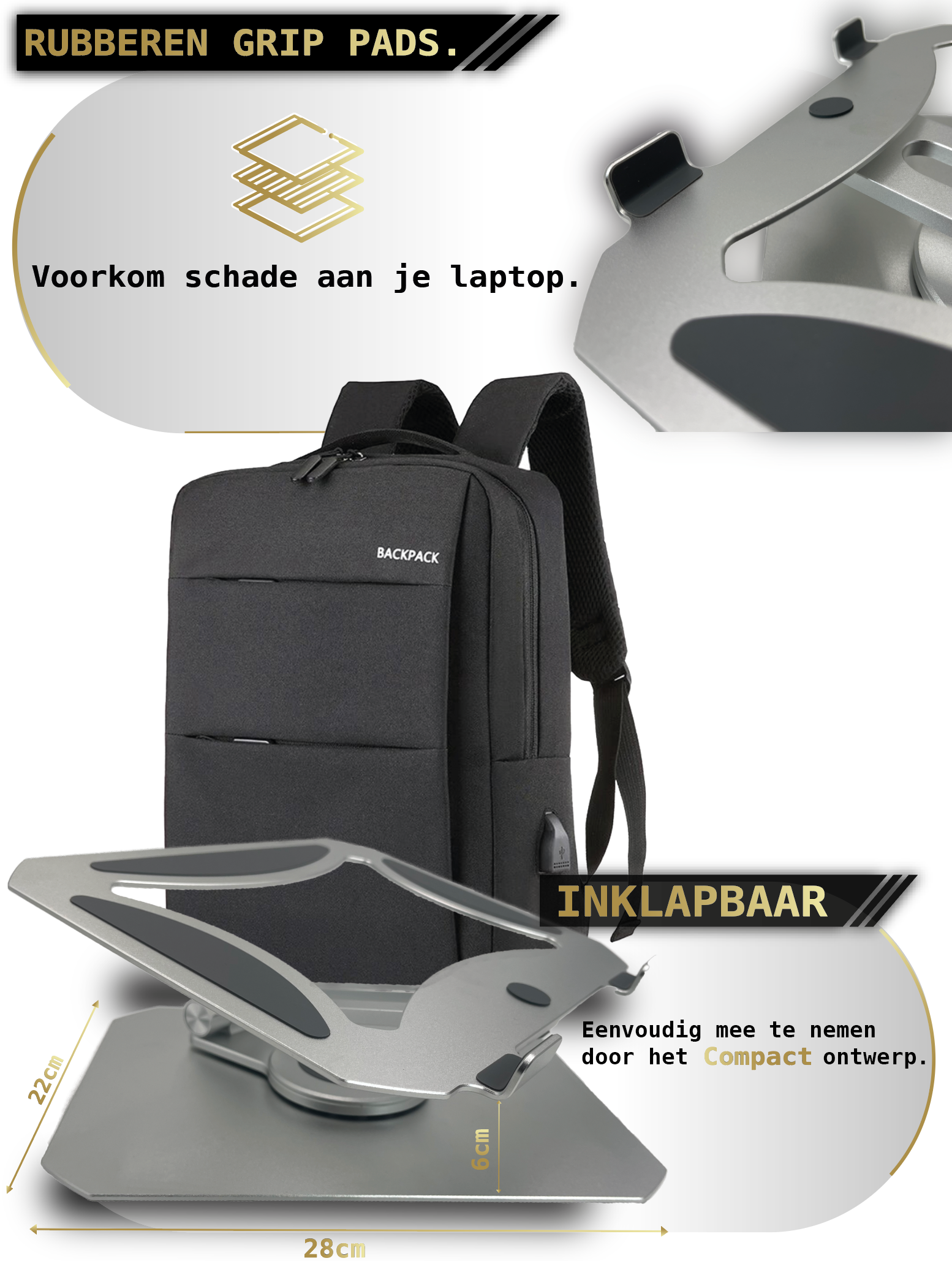 StandX Laptop standaard , Ergonomische tablet en laptophouder , 8 tot 22 inch , macbook