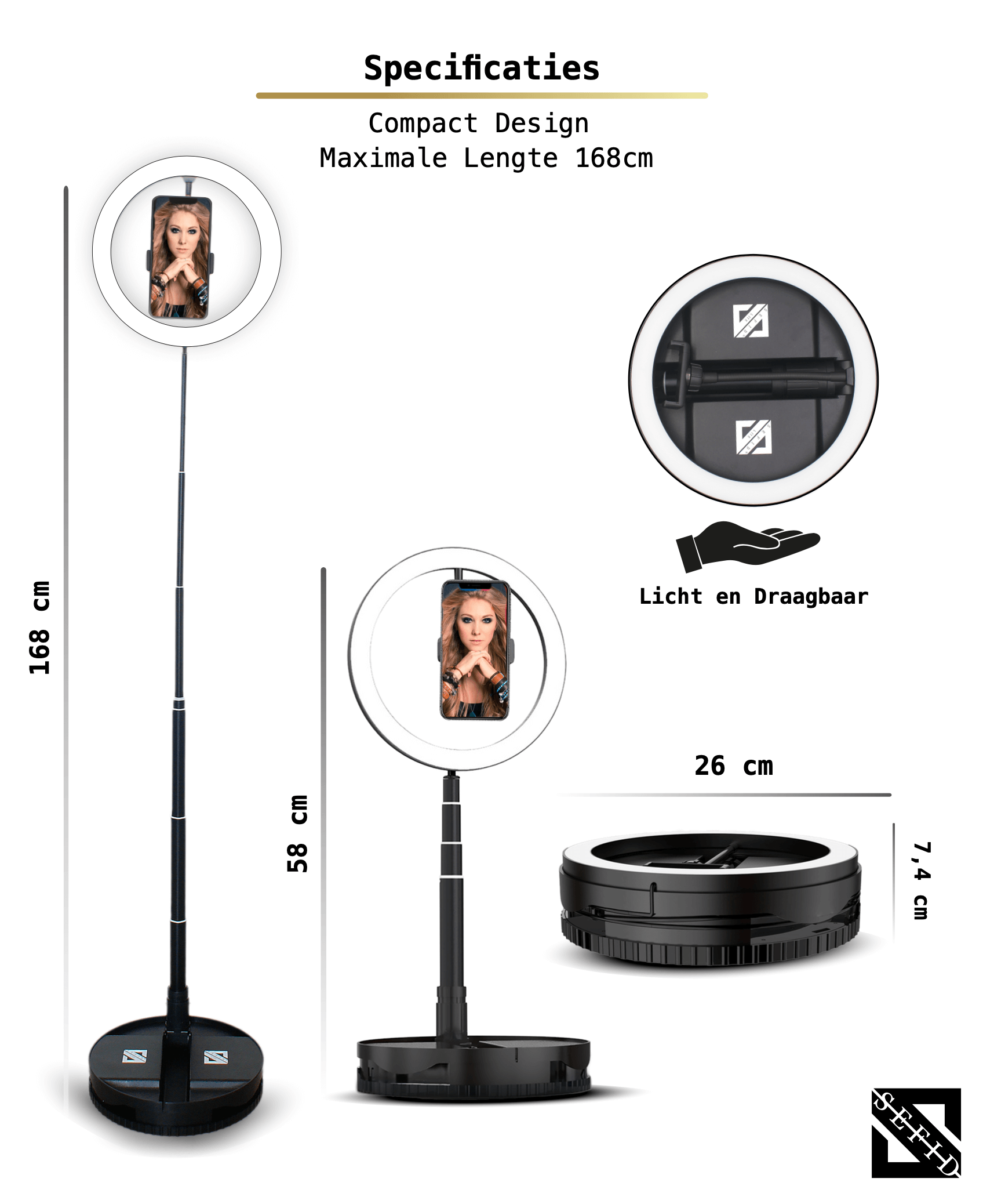 UFO1 LED Ringlamp Incl. afstandsbediening