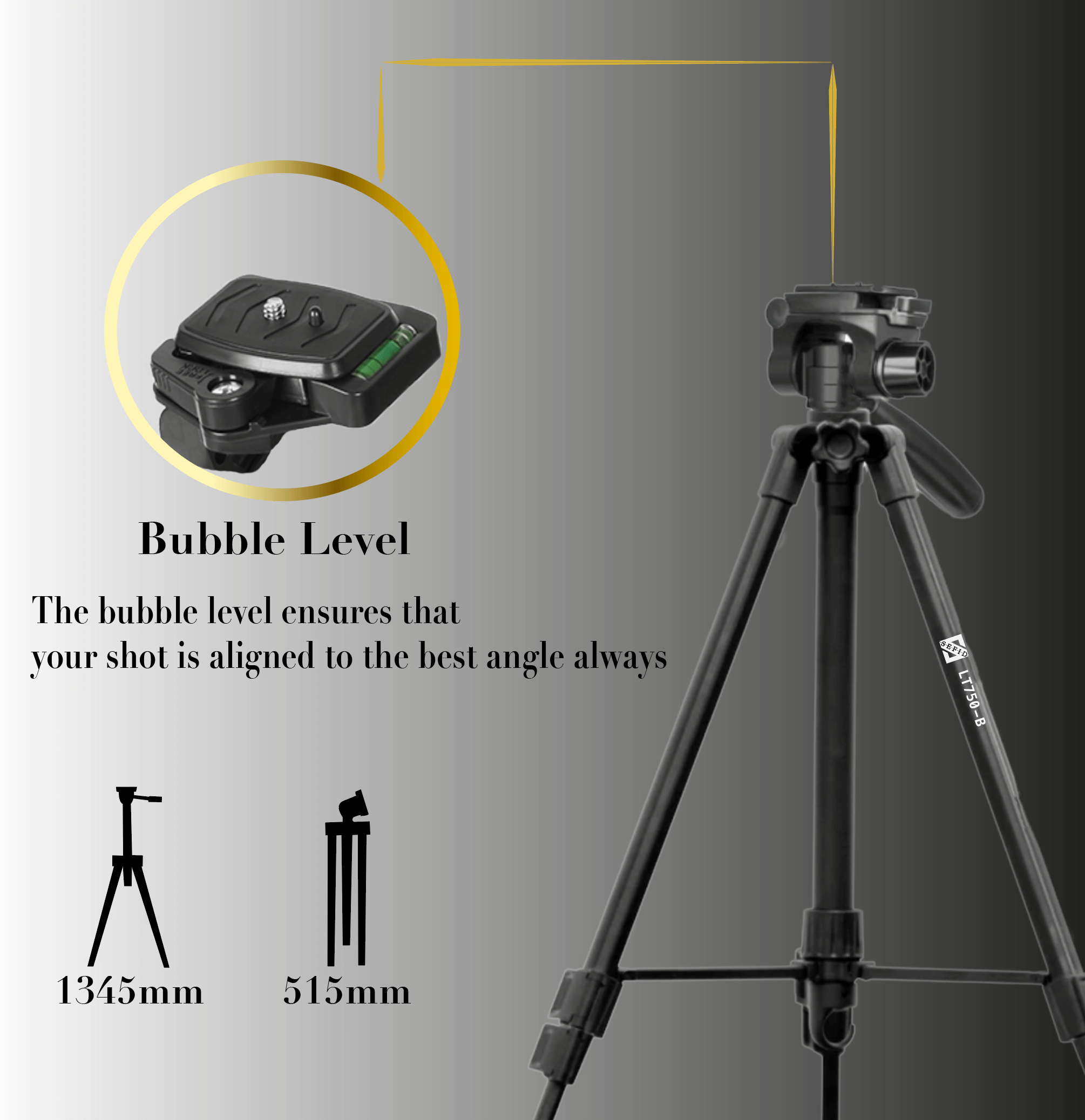 LT750-B Camera, Telefoon & Tablet Statief