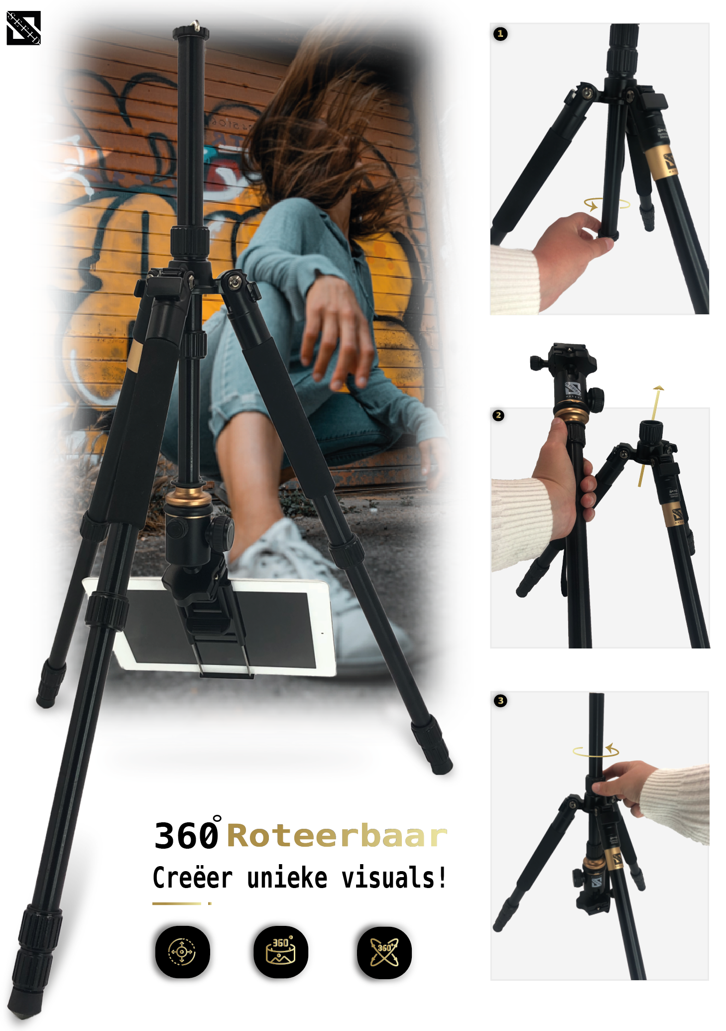 MAXpod Compact camera statief Incl. telefoonhouder