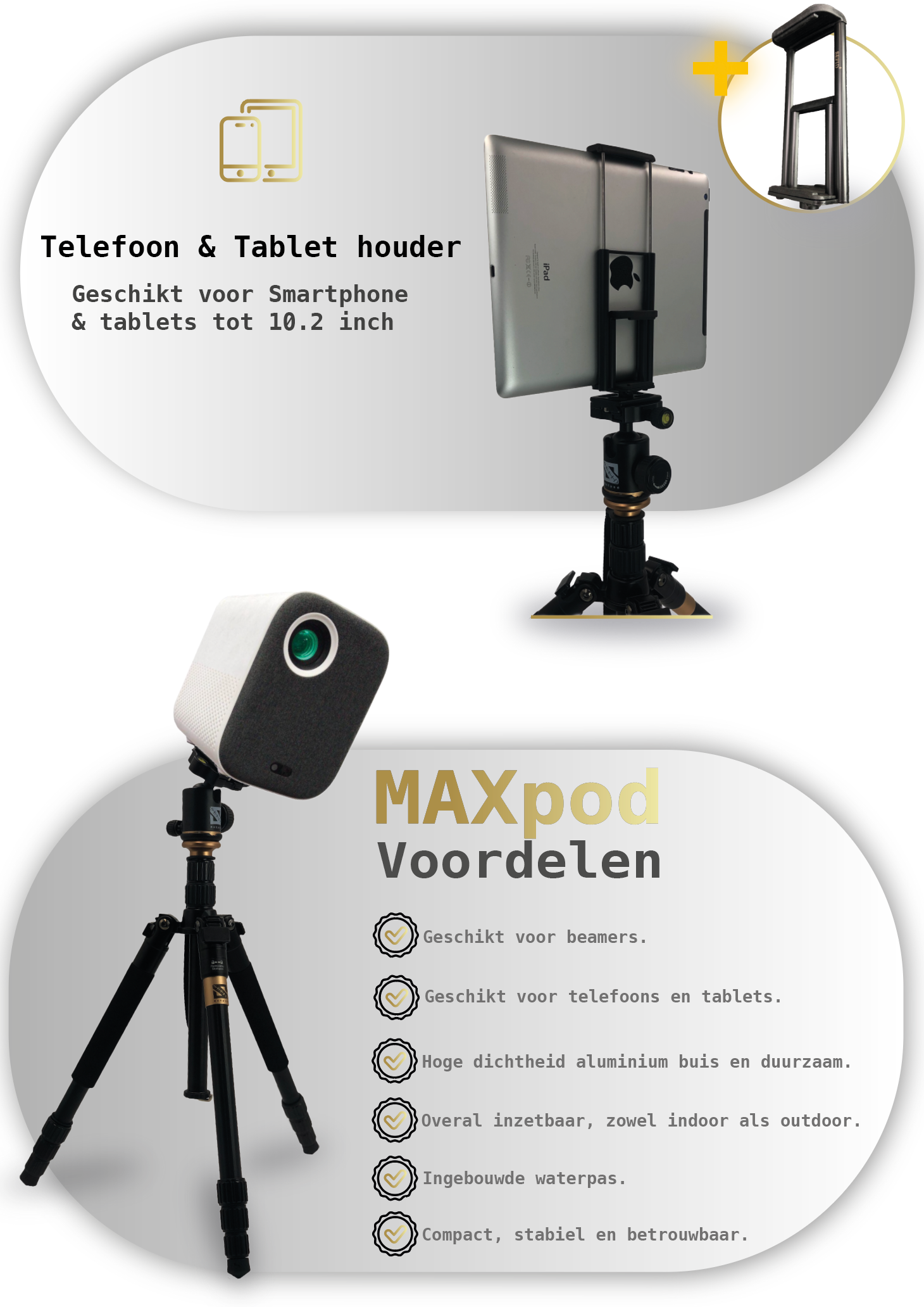 MAXpod Compact camera statief Incl. telefoonhouder